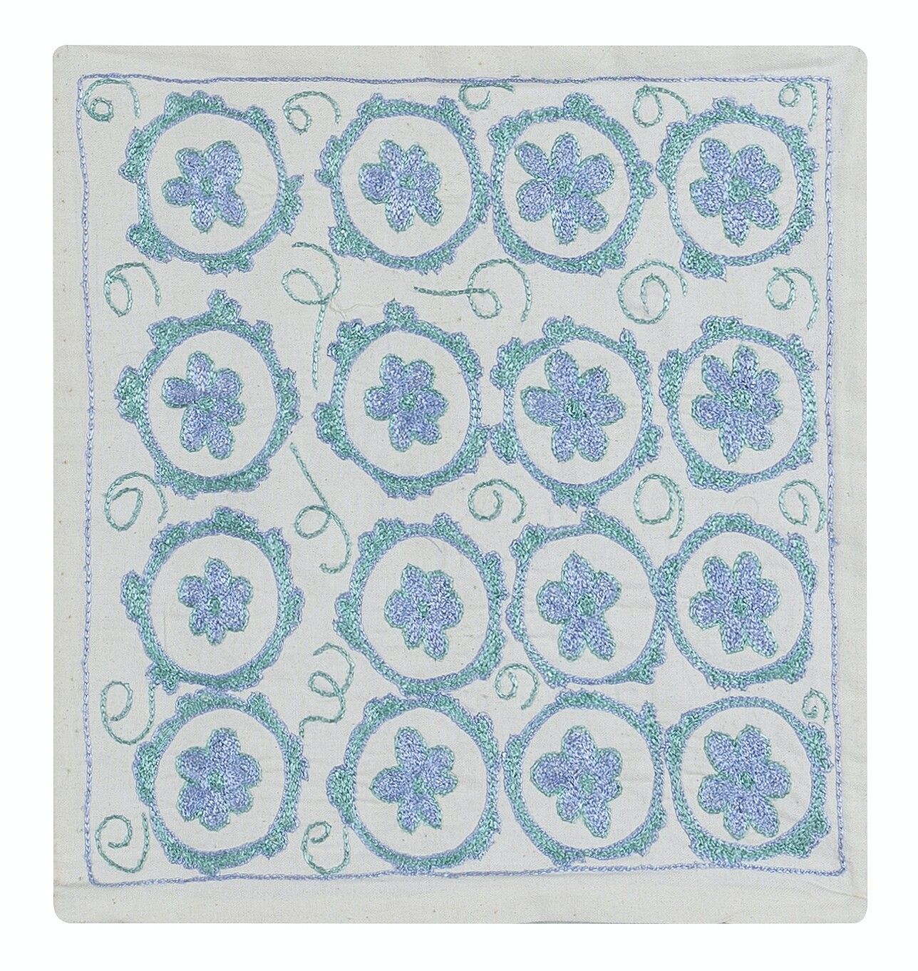 Housse de coussin en dentelle à motif de marguerites, housse de coussin en soie brodée à la main. 17" x 17"