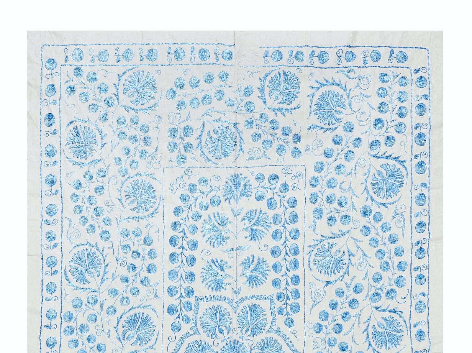 5x7 Ft Classic Uzbek Suzani Embroidery, New Silk, Cotton Wall Hanging, Bed Cover photo furniture