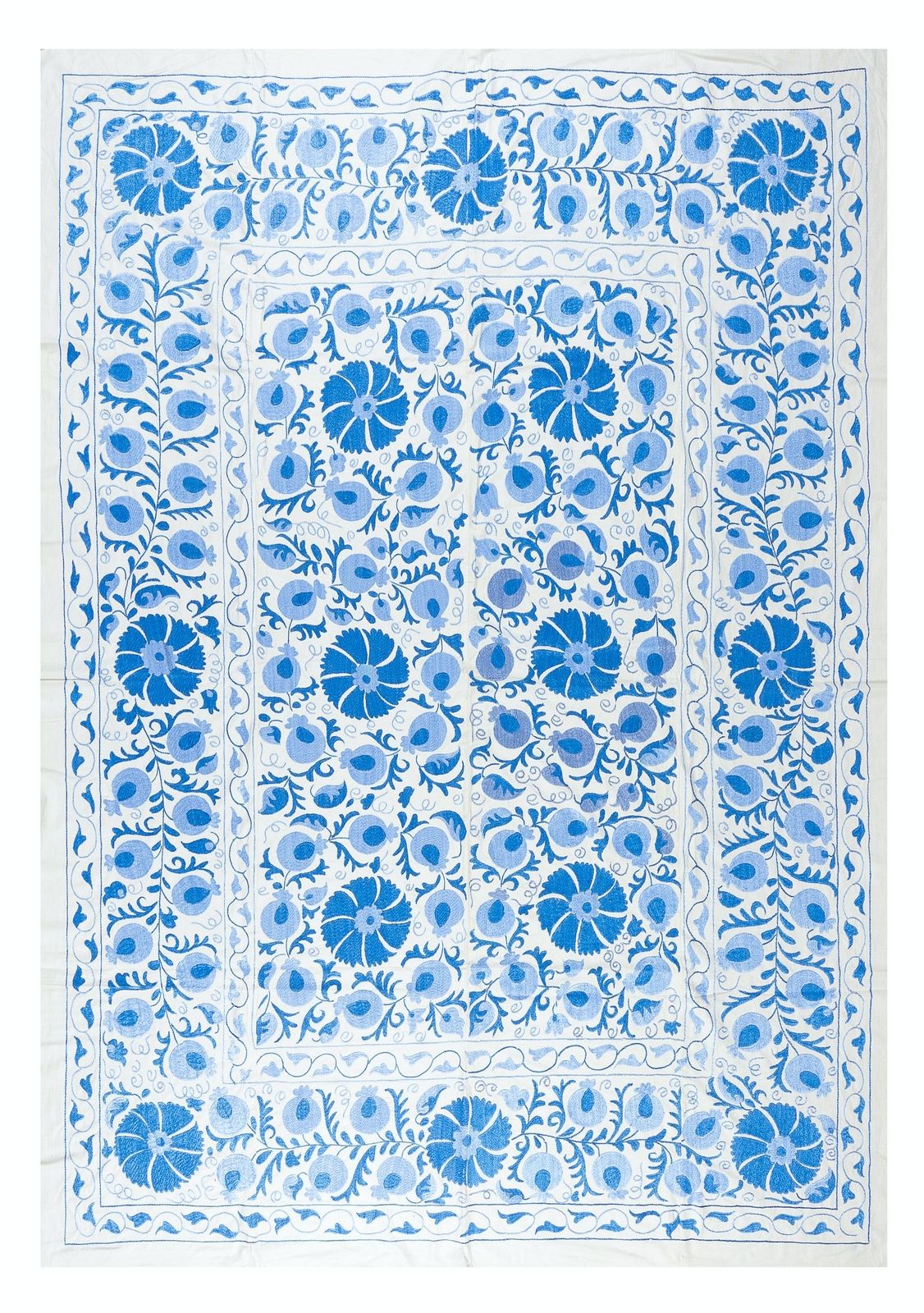 6.3x8.3 Ft Classic Uzbek Suzani Embroidery, New Silk Wall Hanging Or Bed Cover