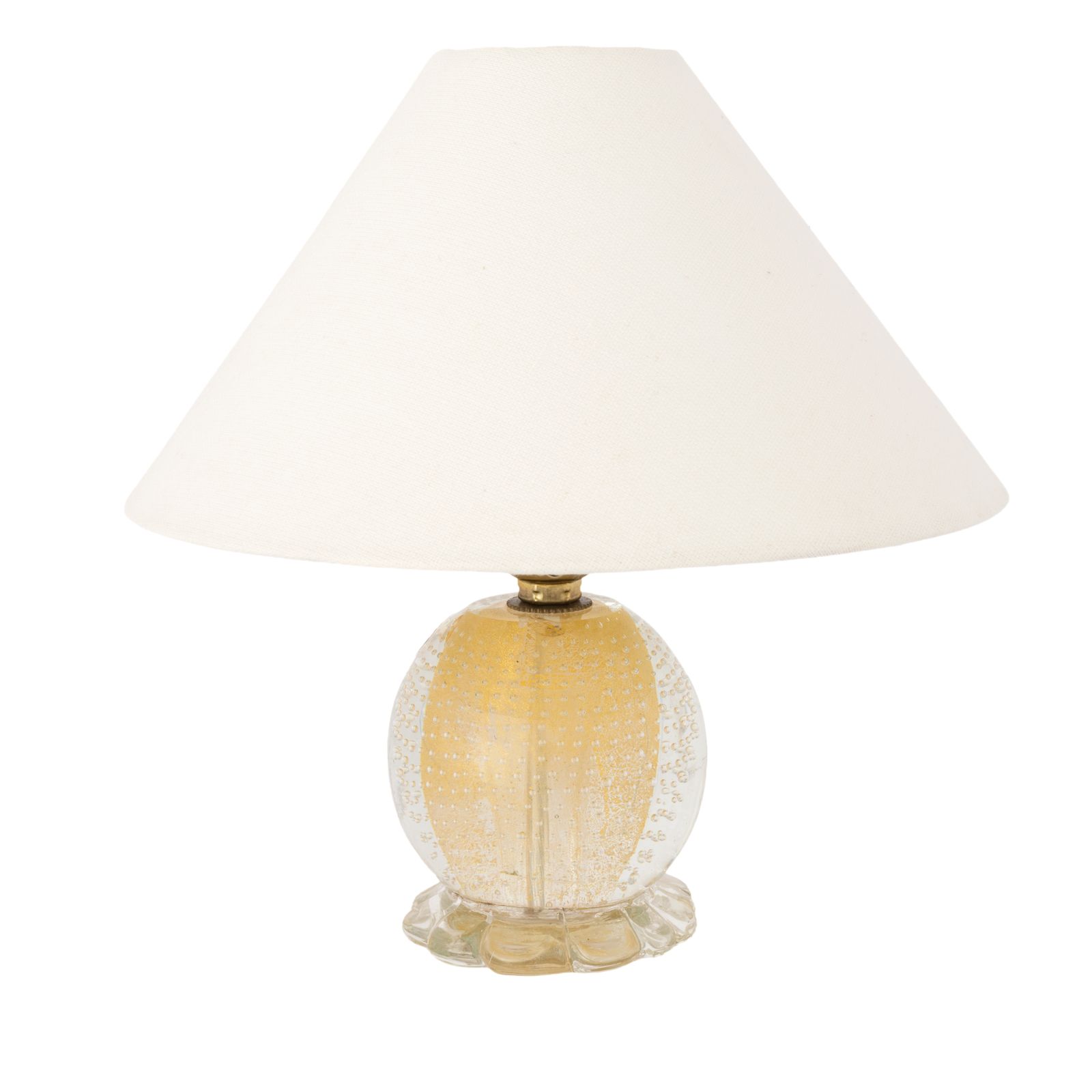 Mid Century Murano Glass Bullicante Table Lamp 1950s | Vintage Gold Flakes Accent Light Italian Hollywood Regency Seguso Barovier Toso