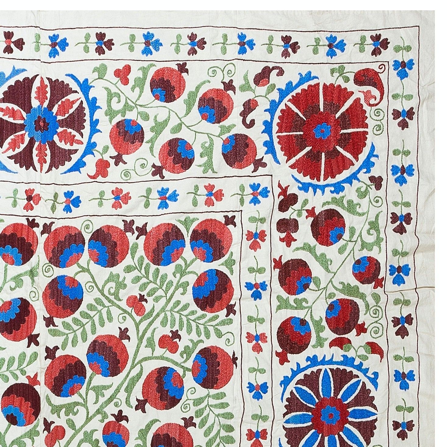 6.3x8 Ft Silk Hand Embroidered Bedspread, Traditional Table Cover, Wall Hanging photo for sale