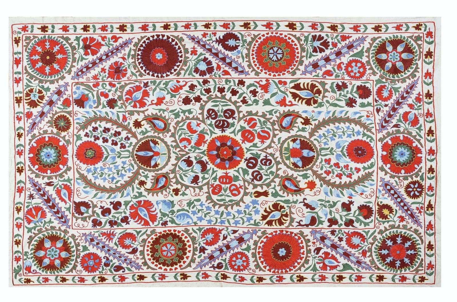Couvre-lit suzani brodé à la main en soie, 143 x 210 cm, tenture murale ouzbèke décorative photo 598.0