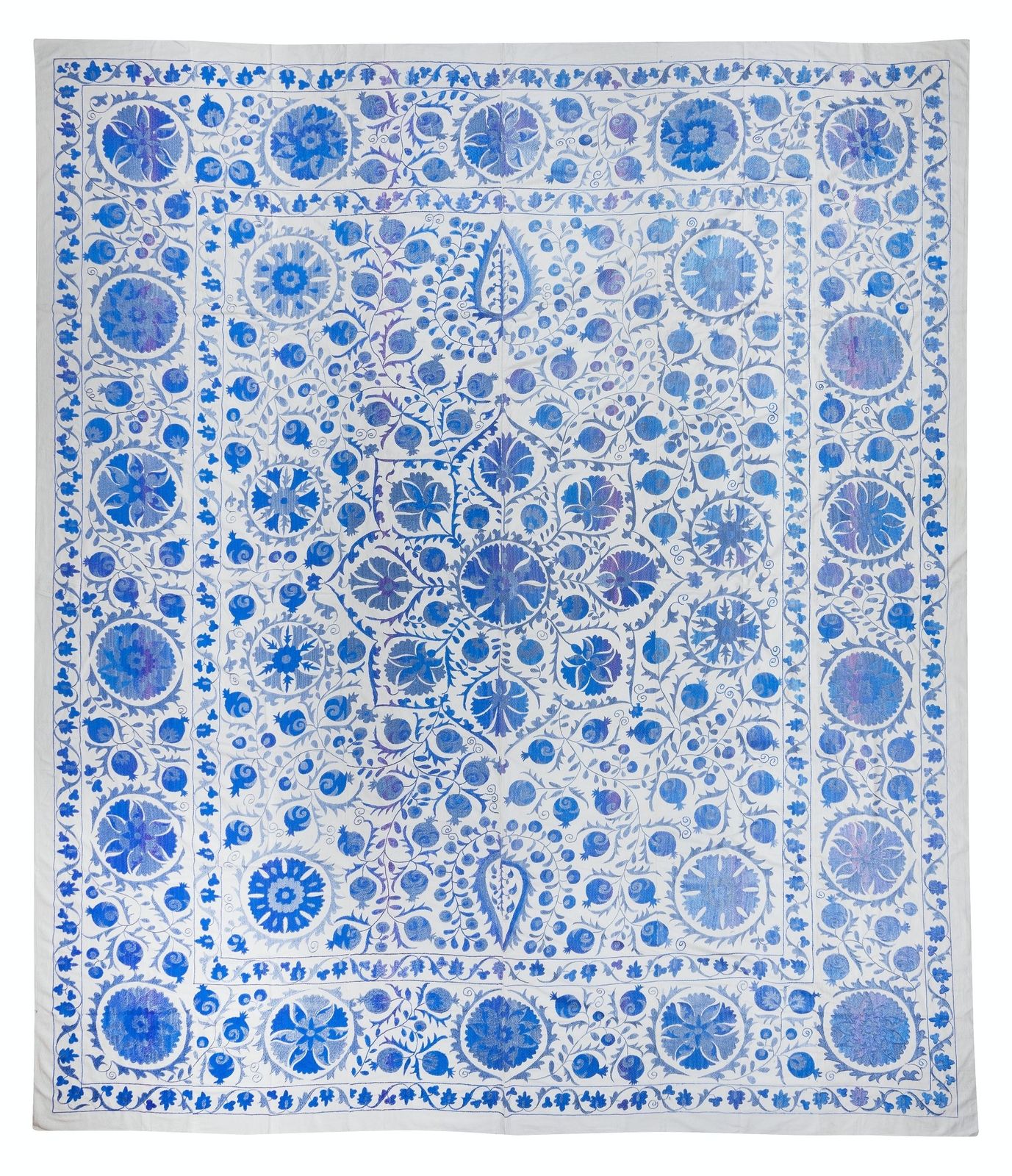 10x11.8 Ft Rare Size Silk Embroidery Wall Hanging, Modern Uzbek Suzani Bed Cover