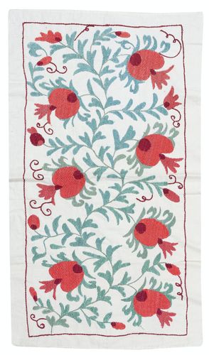 20x35 In Embroidered Wall Hanging. Cotton Tablecloth. Handmade Sofa Spread