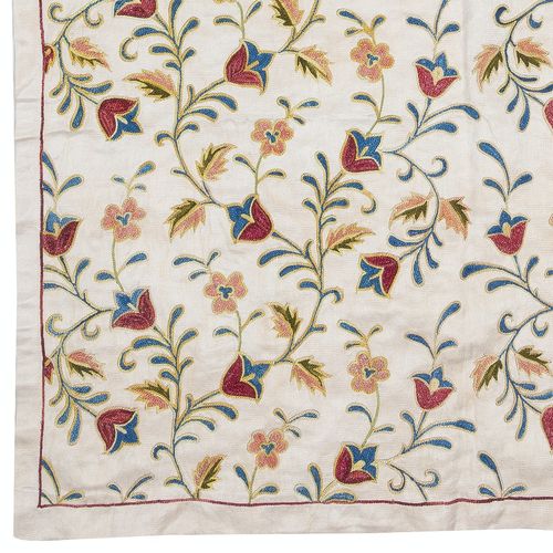 32x59 In 100% Silk Wall Hanging. Modern Wall Decor. Embroidered Tablecloth photo Art