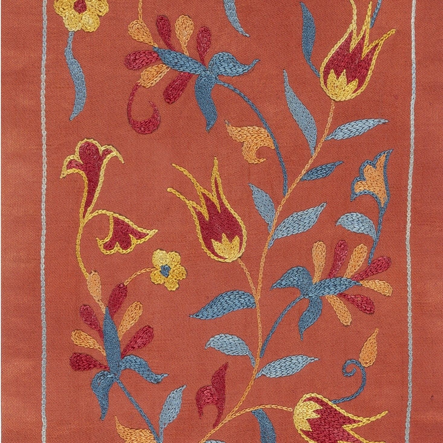 Tenture murale brodée en soie 100 % naturelle, 23 x 63 cm - Rouge, motifs traditionnels photo Art