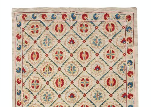32x74 In Traditional 100% Silk Wall Hanging. Handmade Embroidered Table Runner photo furniture