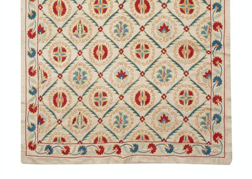 32x74 In Traditional 100% Silk Wall Hanging. Handmade Embroidered Table Runner photo 732.0