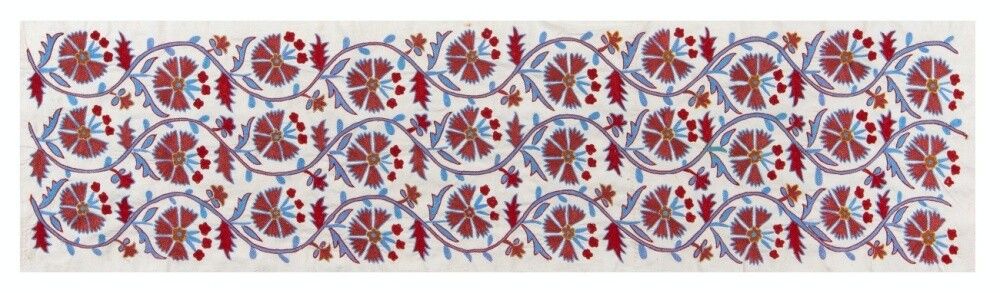 Chemin de table suzani ouzbek 1,7 x 6,2 ft, broderie à la main en soie, tenture murale photo 322.0