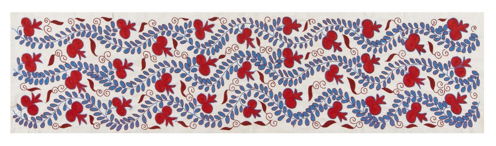 Nappe textile Suzani asiatique 1,7 x 6,3 ft. Couvre-lit brodé en coton et soie photo 322.0