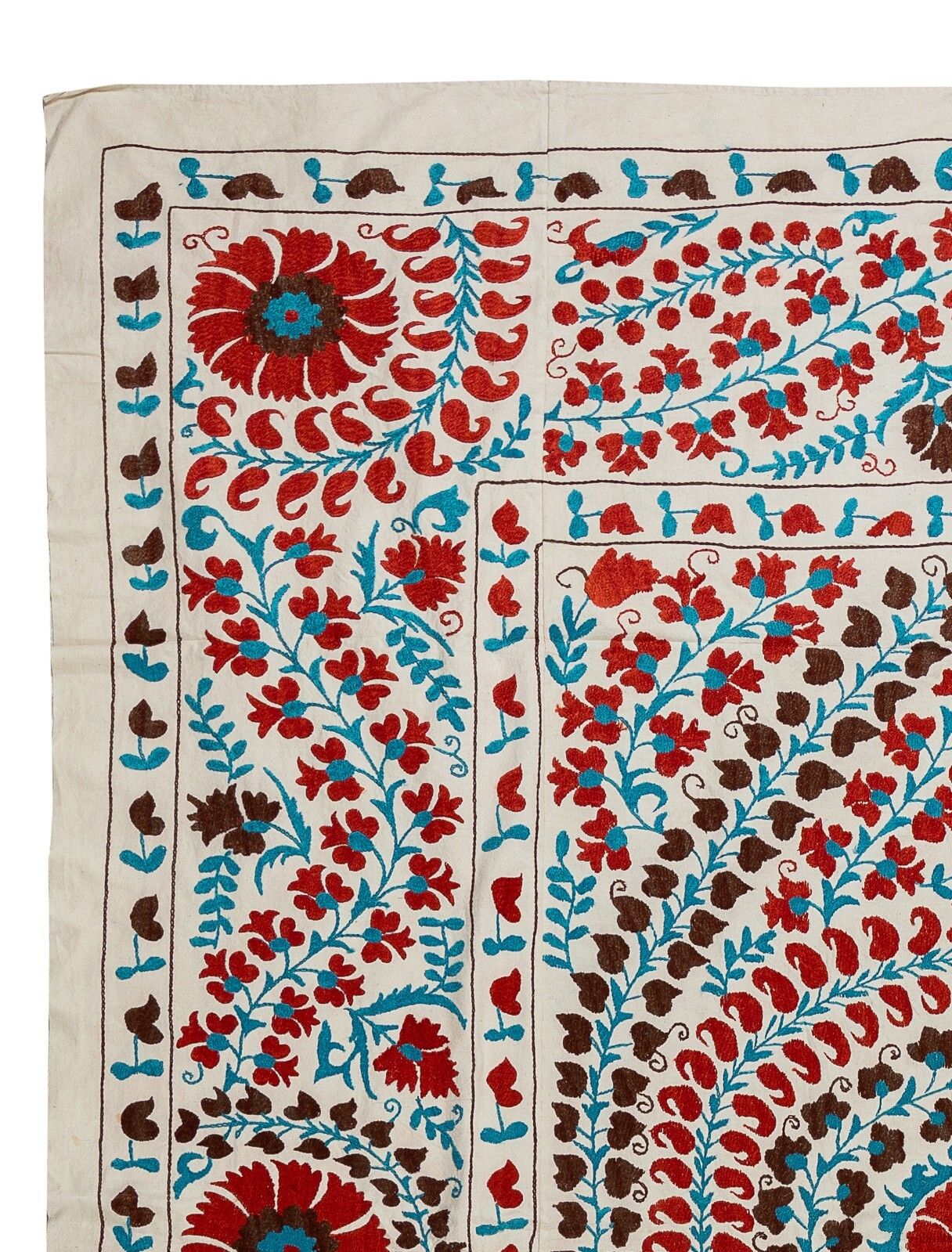 Tenture murale brodée en soie 6,3 x 8 ft, couvre-lit suzani, nappe ouzbèke photo furniture