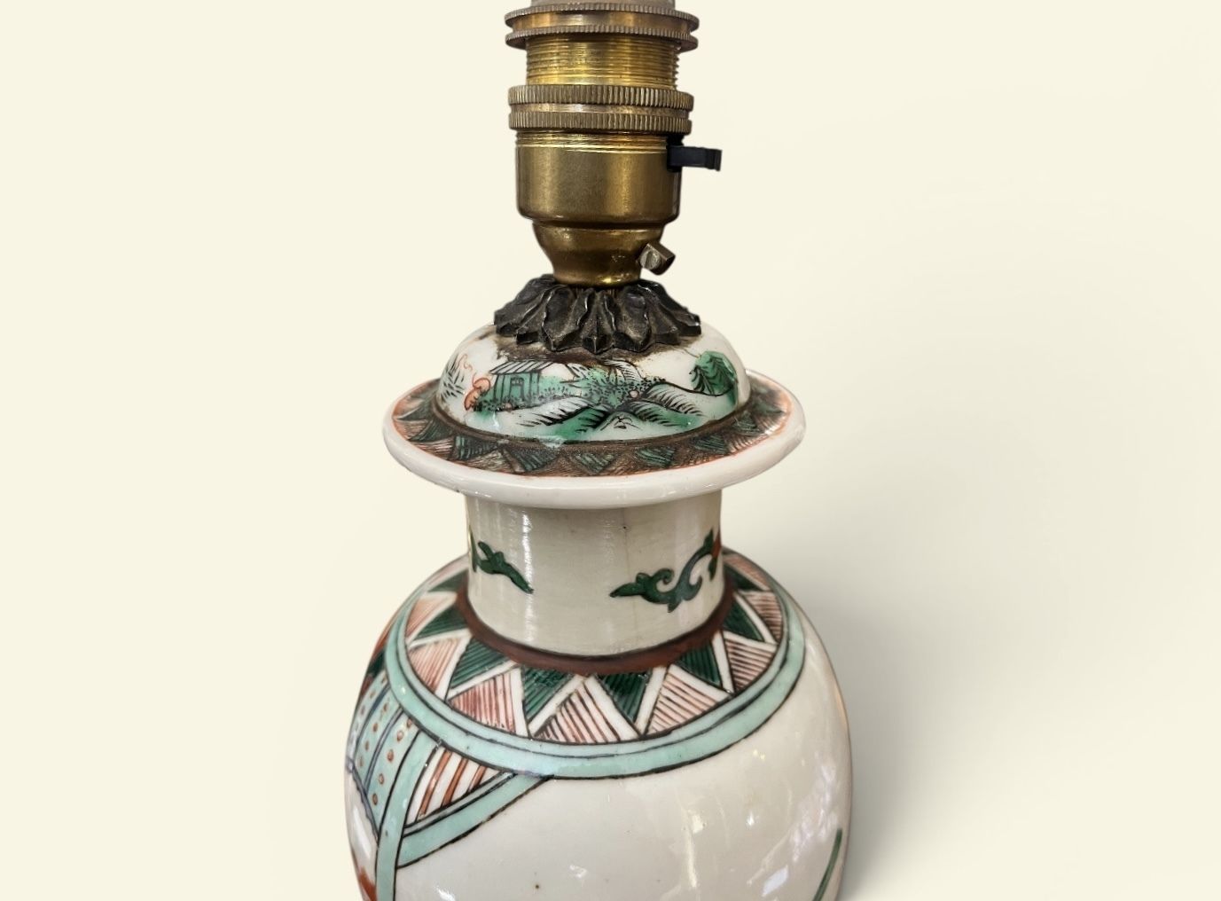 A Late 19th Century Chinese Famille Vert Coloured Lidded Vase Converted As A Lamp photo furniture