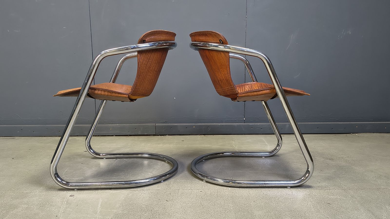 Vintage Leather And Chrome Dining Chairs By Willy Rizzo, 1970s   Set Of 8 photo furniture