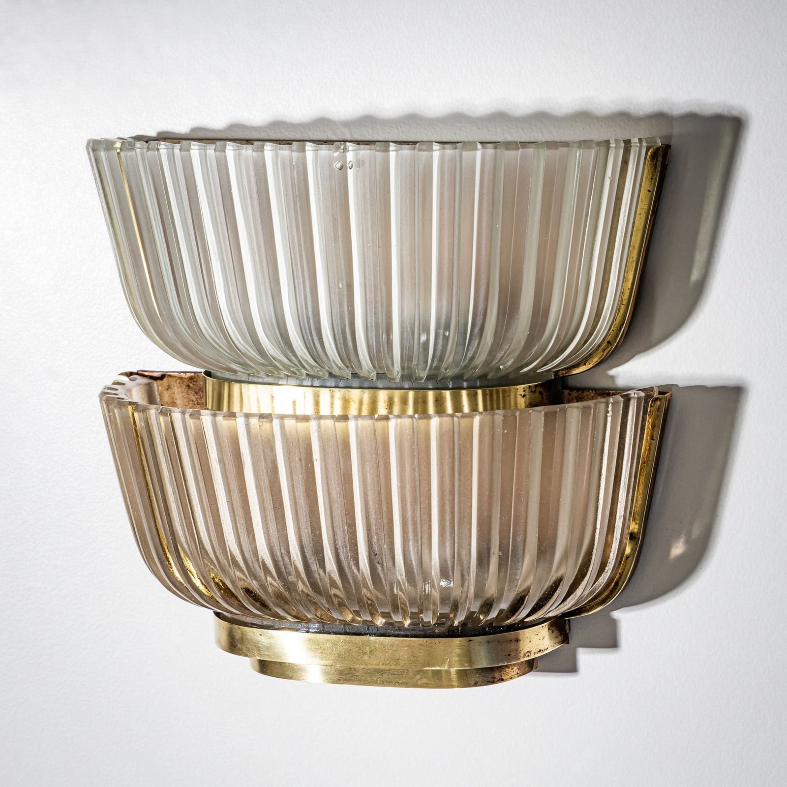 photo furniture Pair Of Art Deco Glass Wall Lights, Attributed To Archimede Seguso, Italy, 1940s