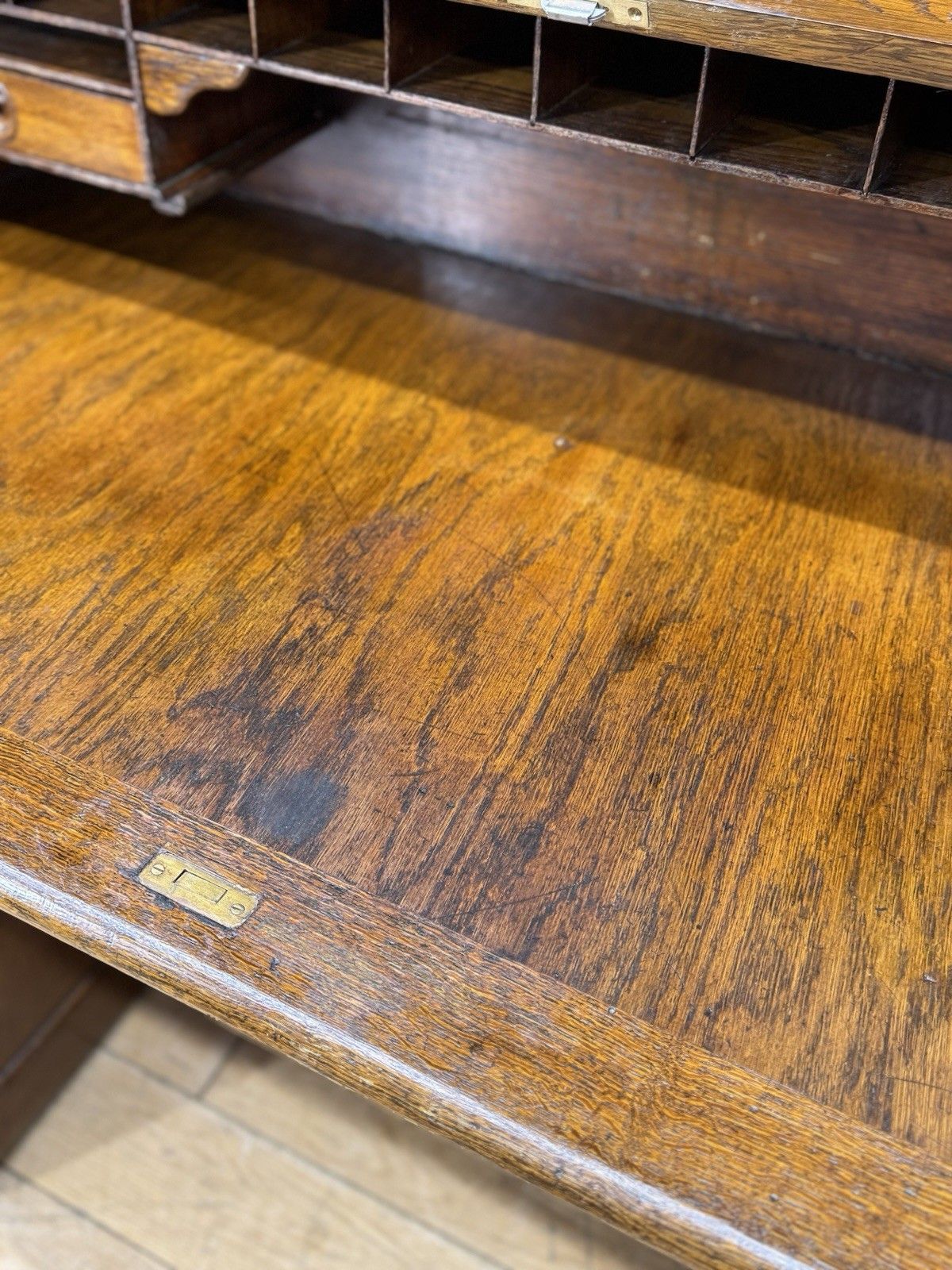 Edwardian Oak Roll Top Pedestal Desk Writing Desk With Fitted Interior photo buy