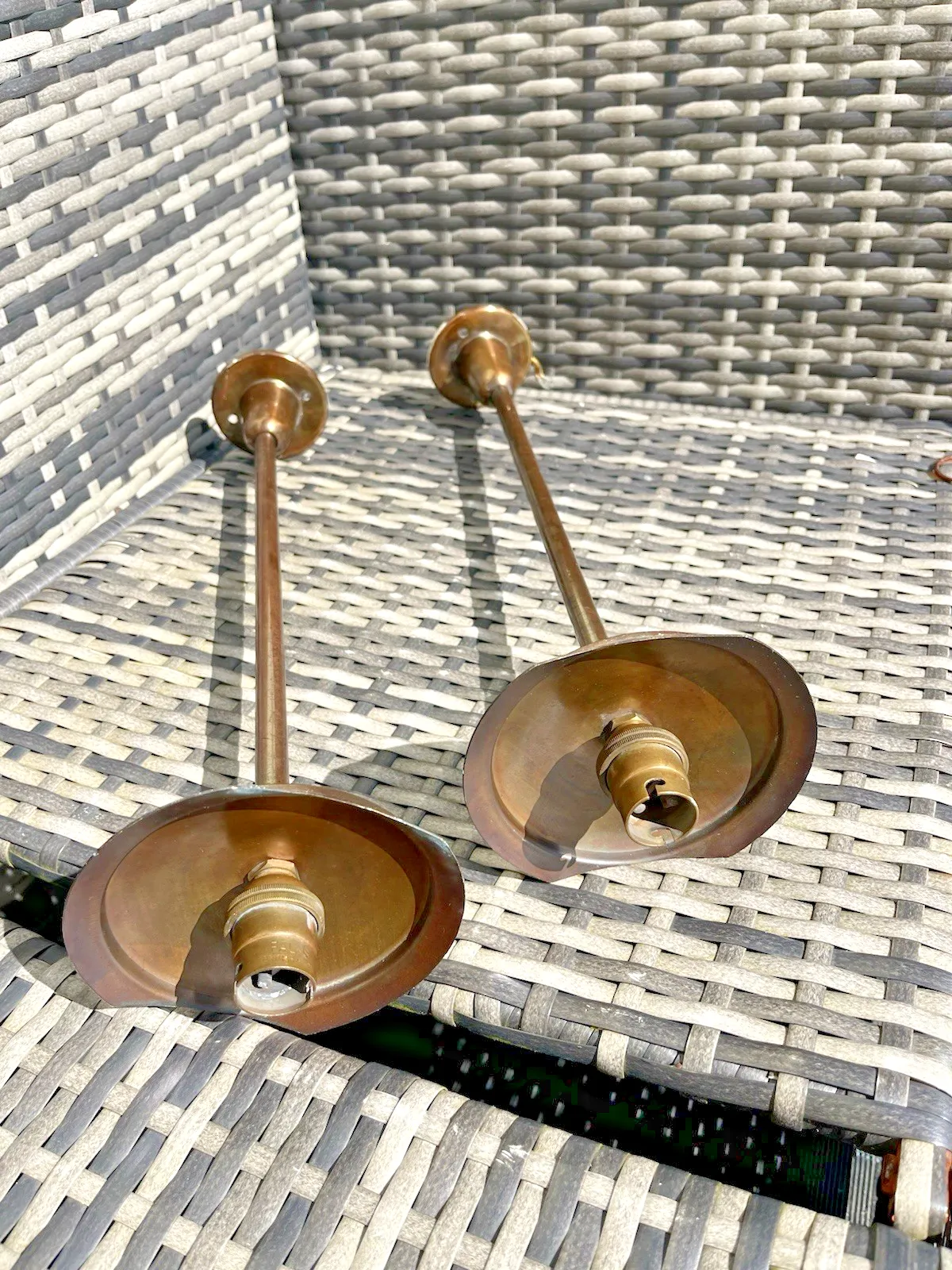Art Deco Copper Falks Light Fitting Ceiling Pole For Opaline Chapel Church Shade photo vintage