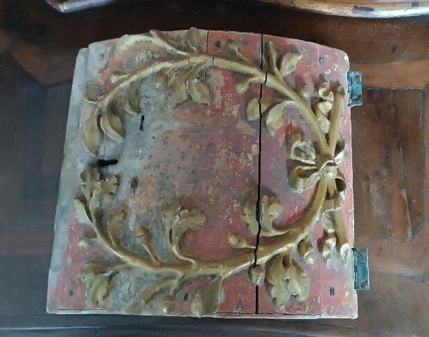 Antique Tabernacle Door In Lacquered And Gilded Wood photo for sale