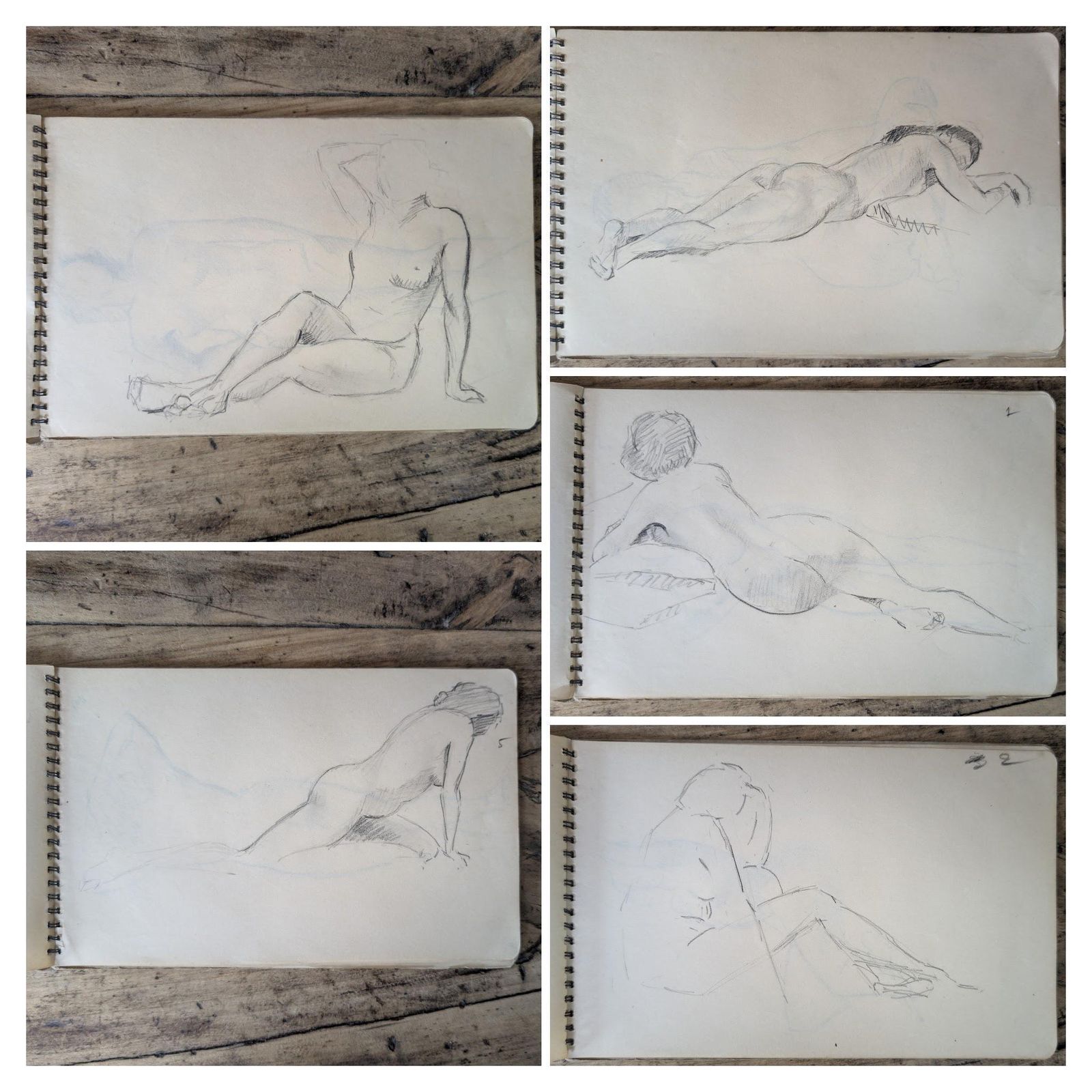 1940s Canson Sketchbook, Original French Life Drawings Figure Studies 47 Pages photo for sale