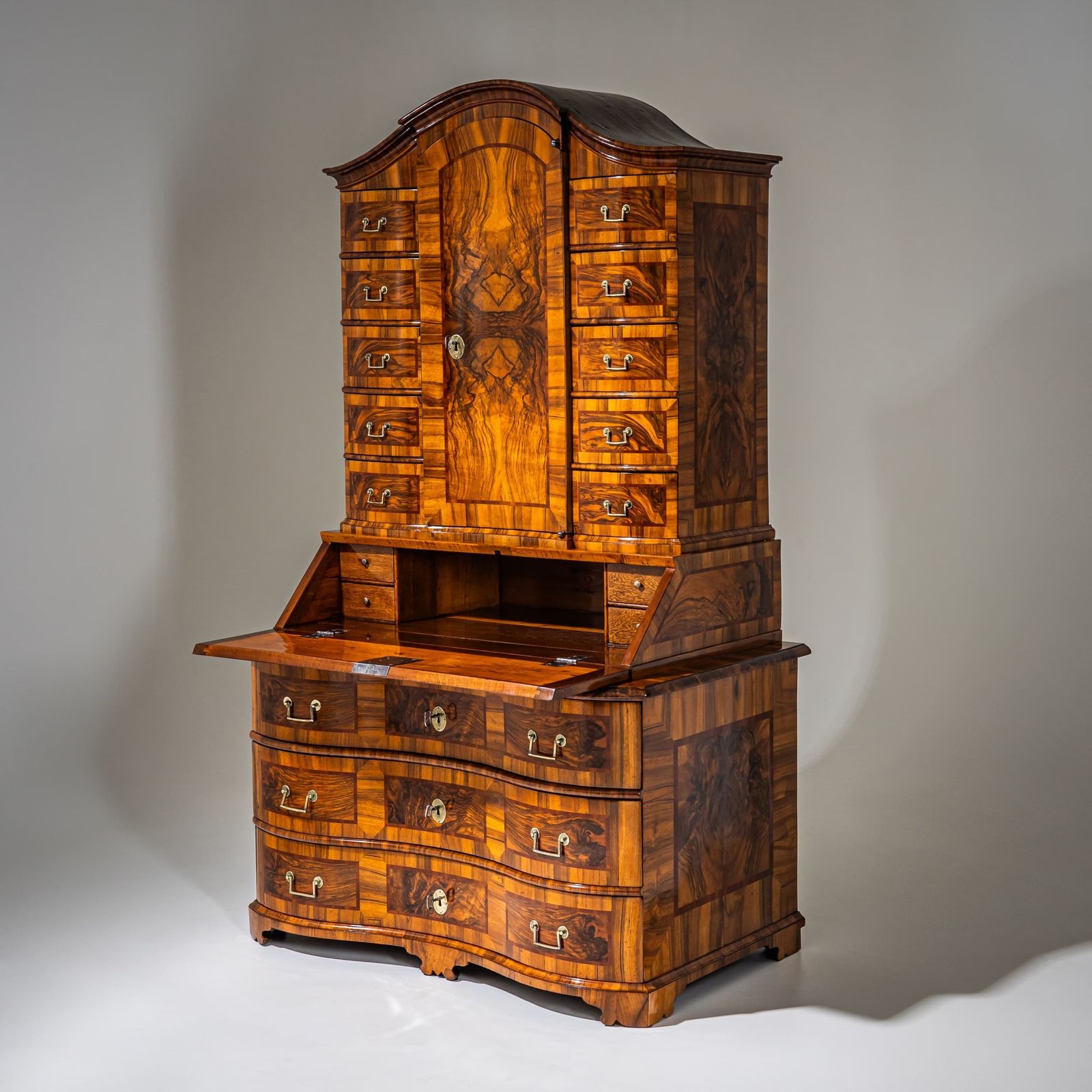 Baroque Slant Front Secretary In Walnut, Mid 18th Century photo 7700.0