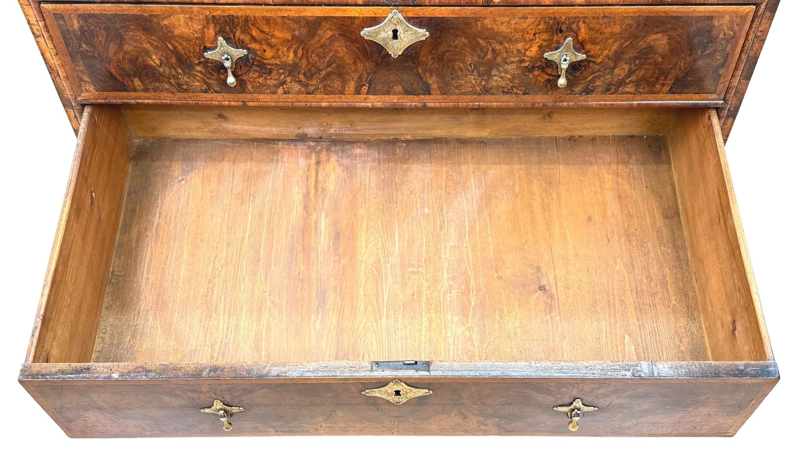 Queen Anne periode walnoten bureau, begin 18e eeuw (Engeland, ca. 1705) photo vintage