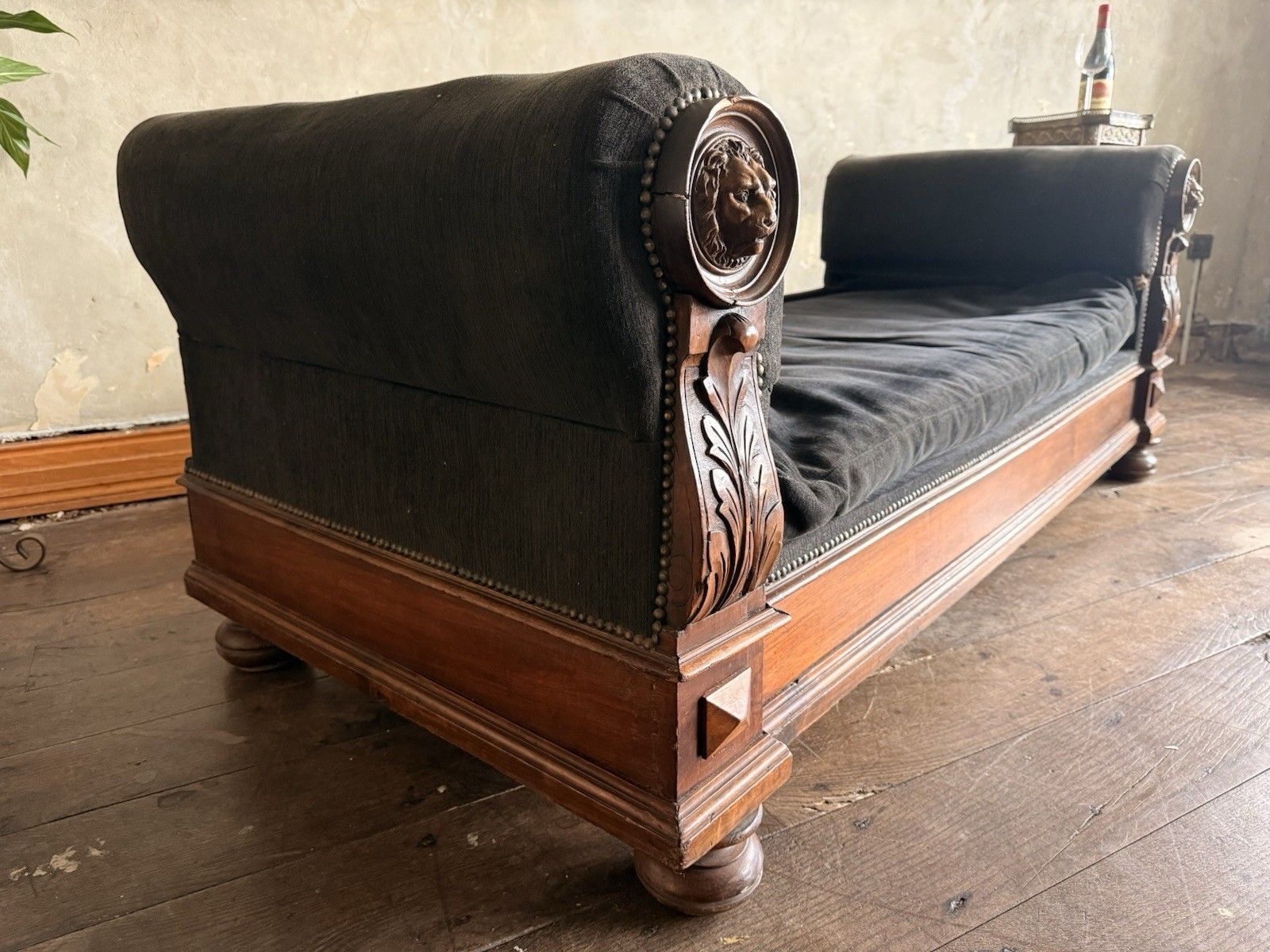 Rare Grey Black Antique Drop End Window Seat Daybed Chaise Longue Sofa 1880 C photo 1499.0