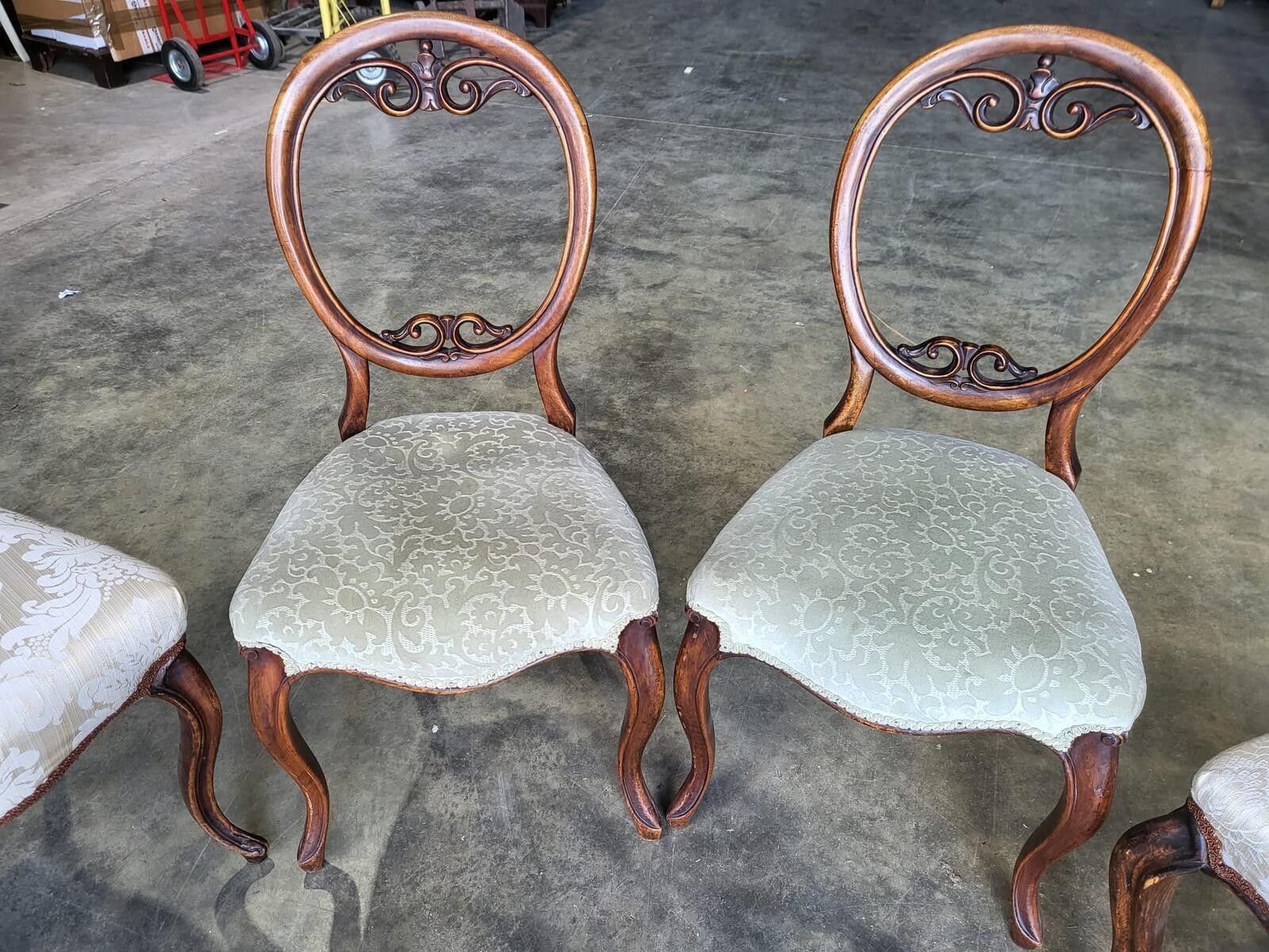 Six Mix Antique Edwardian Balloon Back Dining Chairs Cabriole Legs photo for sale