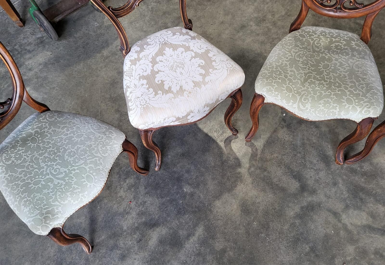 Six Mix Antique Edwardian Balloon Back Dining Chairs Cabriole Legs photo vintage