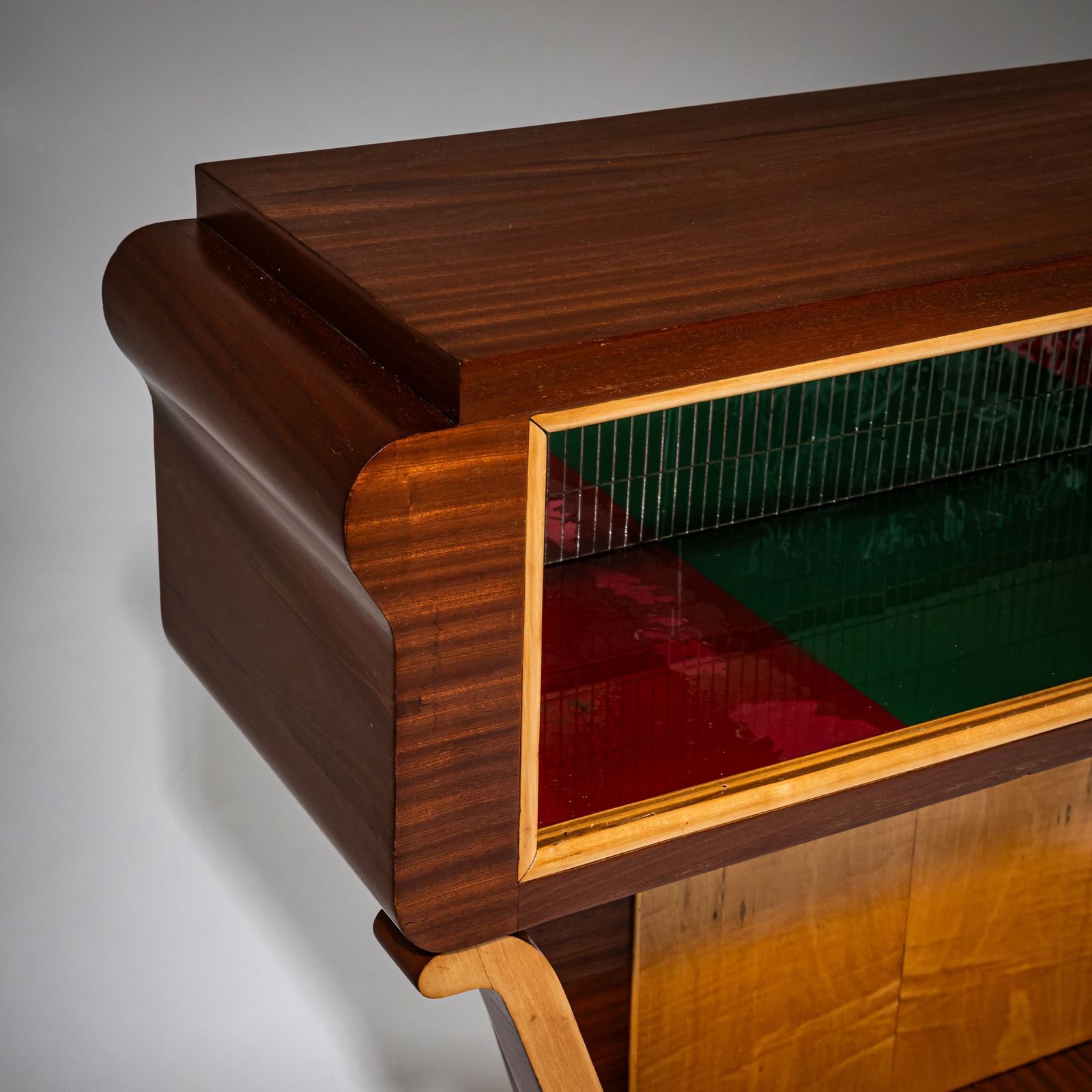 photo furniture Bar Cabinet With Etched Underwater Scene, Italy, Mid 20th Century