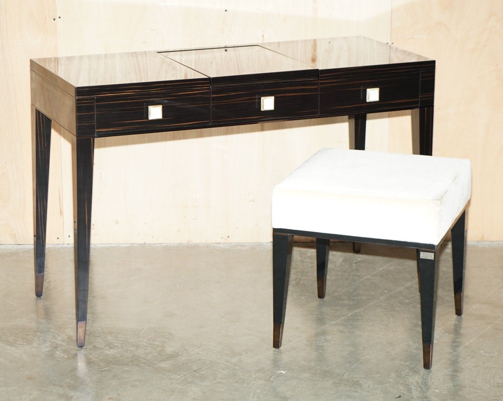 Fendi Casa Italy Macassar Ebony Nascondino Dressing Table & Stool photo furniture