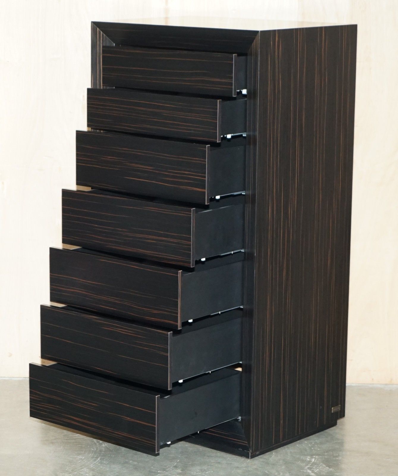 3950.0 Luxury Designer Kenzo Takada Macassar Ebony Tallboy Chest Of Soft Close Drawers photo