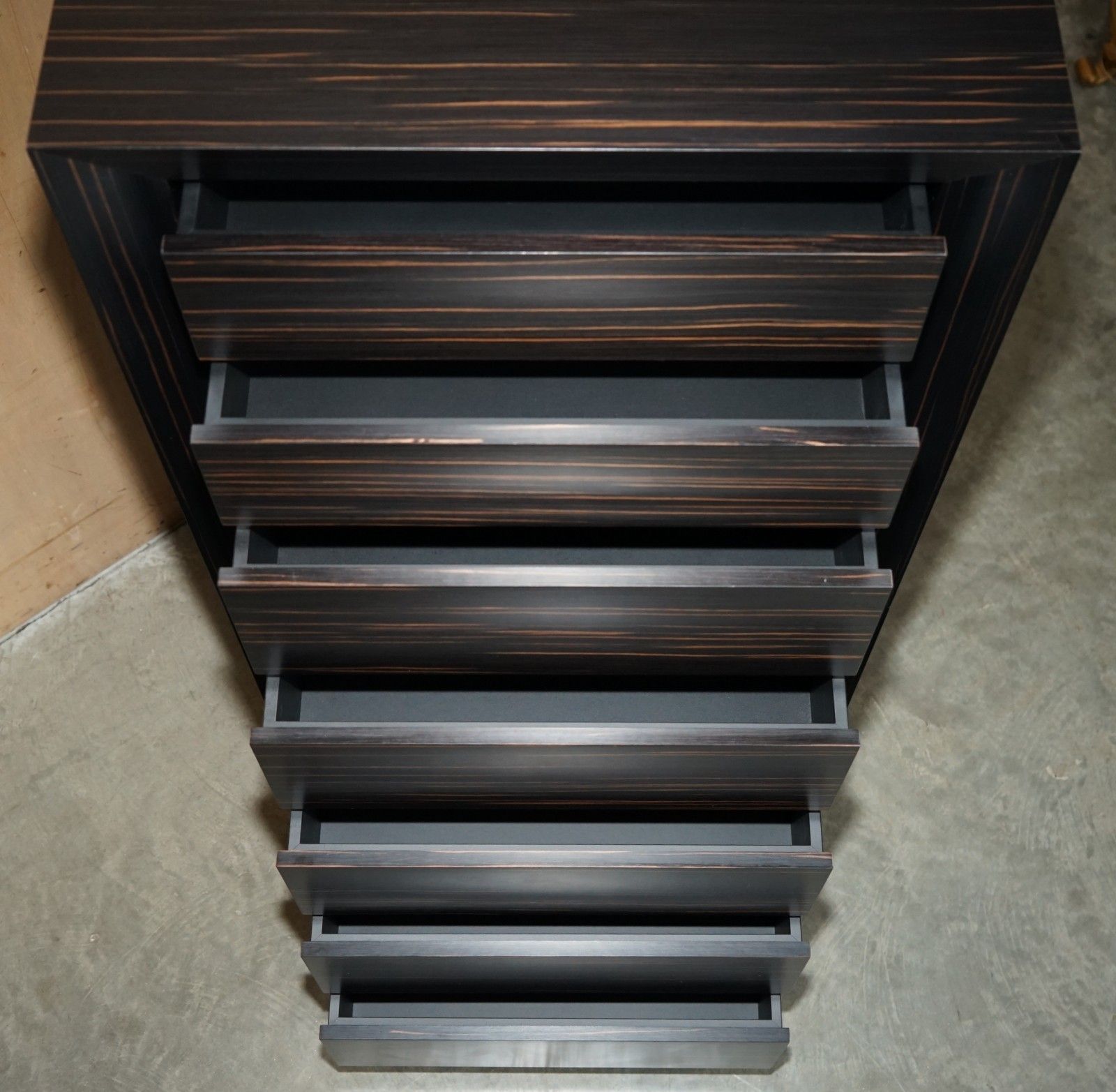 photo vinterior Luxury Designer Kenzo Takada Macassar Ebony Tallboy Chest Of Soft Close Drawers