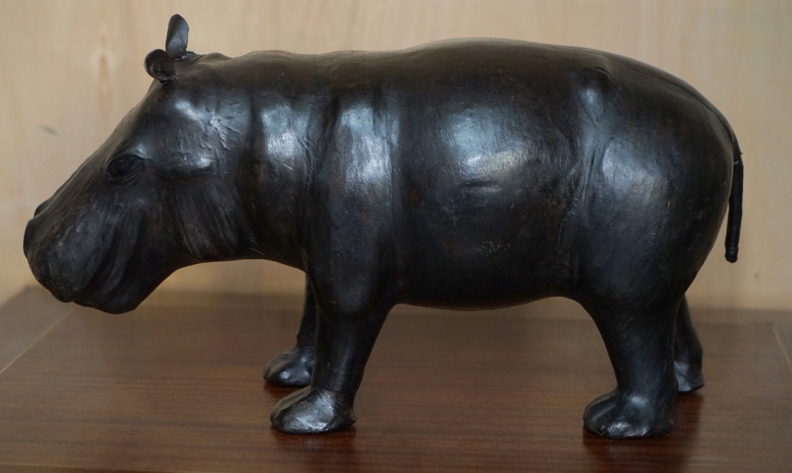 Lovely Liberty's London Omersa Brown Leather Hippopotamus Footstool Hippo photo for sale