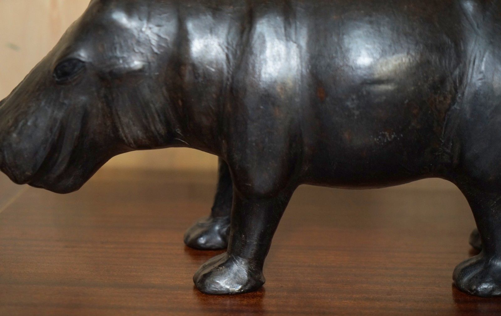 Lovely Liberty's London Omersa Brown Leather Hippopotamus Footstool Hippo photo 1750.0
