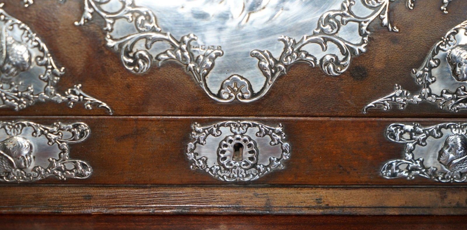 photo buy 1901 Birmingham Made Matthew John Jessop Sterling Silver Cherub Stationery Box