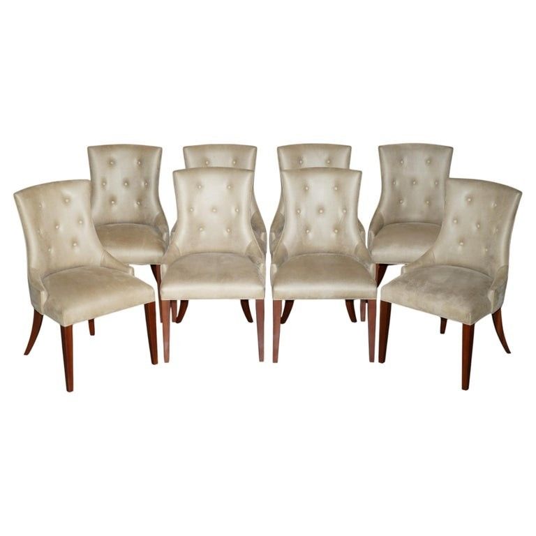 Eight Tim Gosling Designer Faux Shagreen Upholstered Suede Feel Dining Chairs