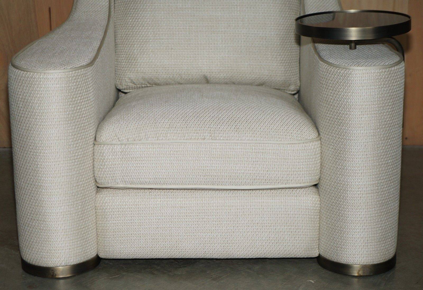 Pair Of Designer Fendi Heritage Luxury Living Armchairs With Adjustable Tray photo vinterior
