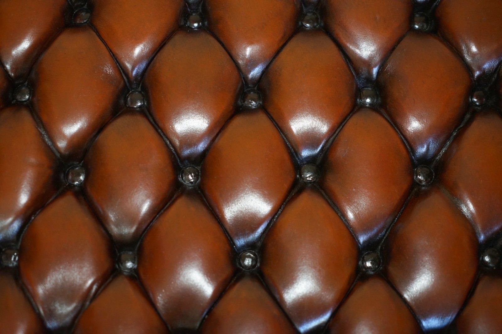 Furniture Restored Antique Victorian Mahogany Brown Leather Chesterfield Tufted Footstool photo