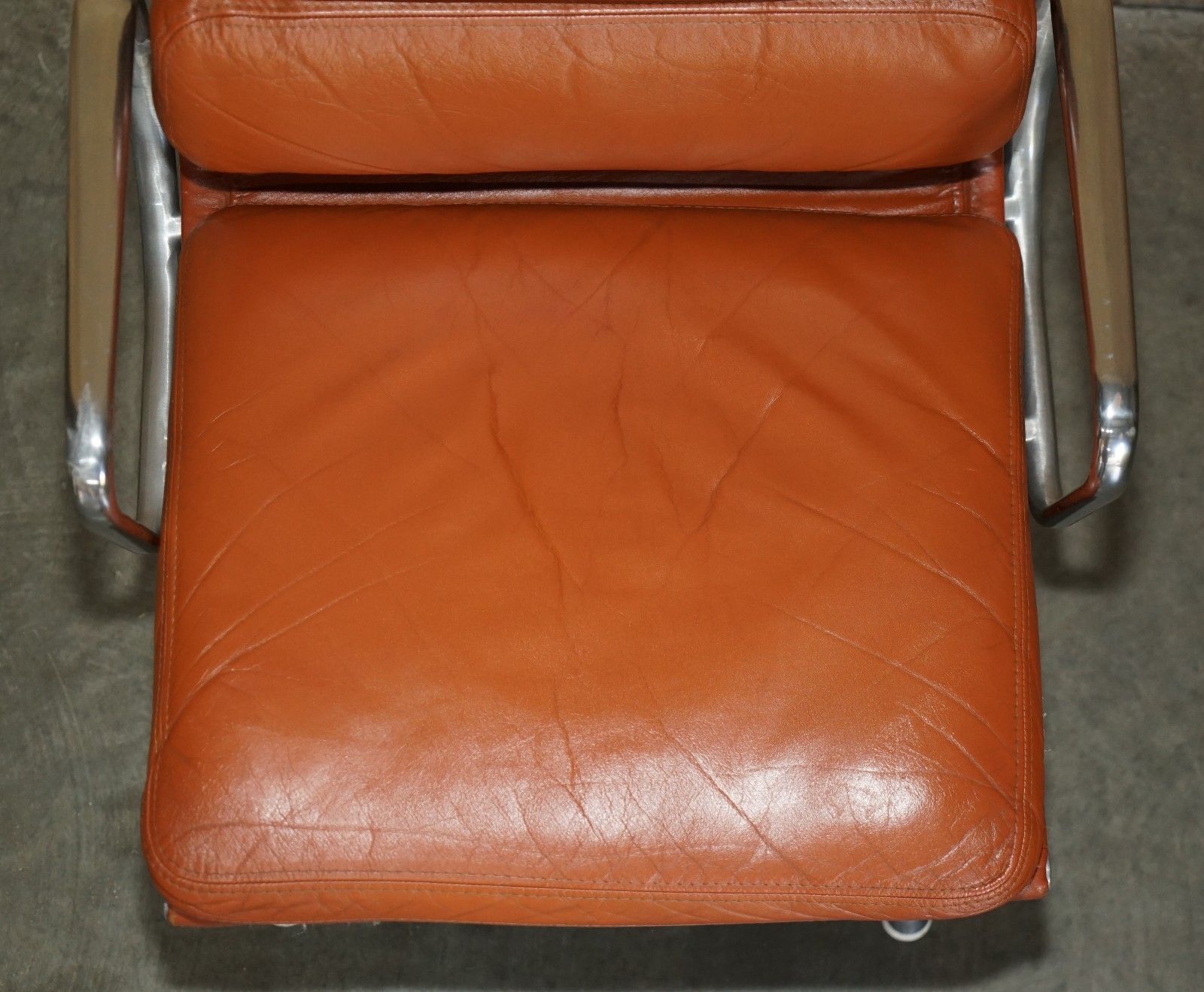 1 Of 4 Herman Miller 1977 Stamped Chanel Soft Pad Cognac Leather Captains Chair photo vinterior