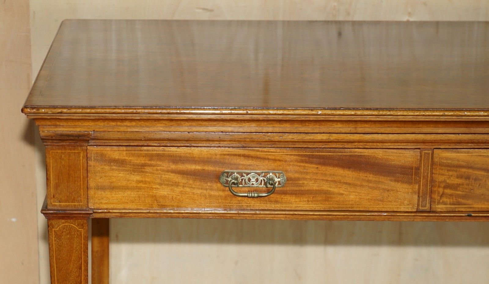 Fully Restored Howard & Son's Flamed Mahogany Marble Inset Console Table Desk photo 4950.0