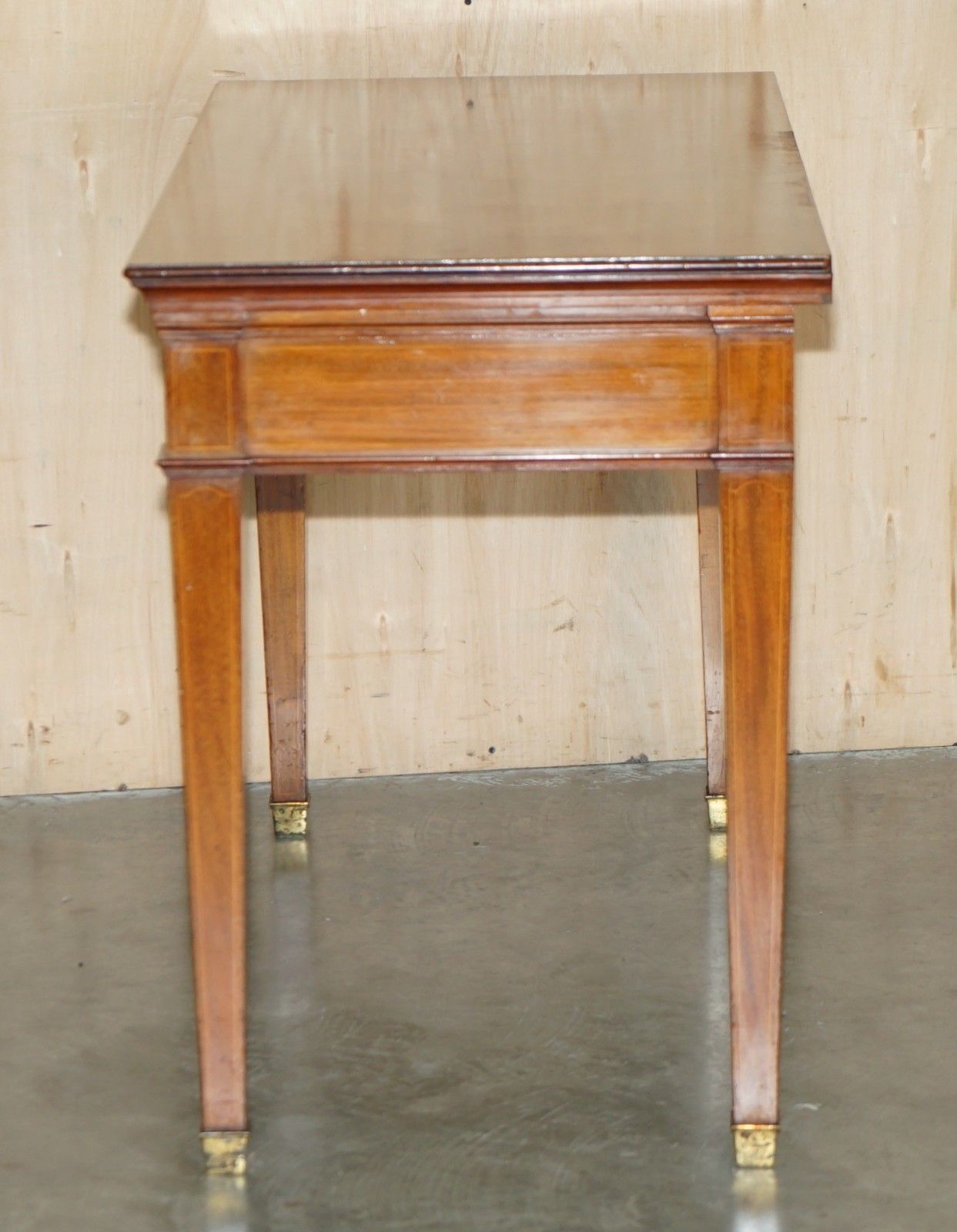 Furniture Fully Restored Howard & Son's Flamed Mahogany Marble Inset Console Table Desk photo