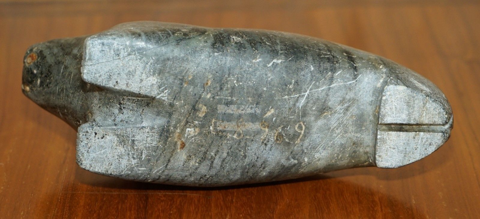 photo furniture Original Signed With Serial Number Inuit Eskimo Soapstone Carving Walrus Statue
