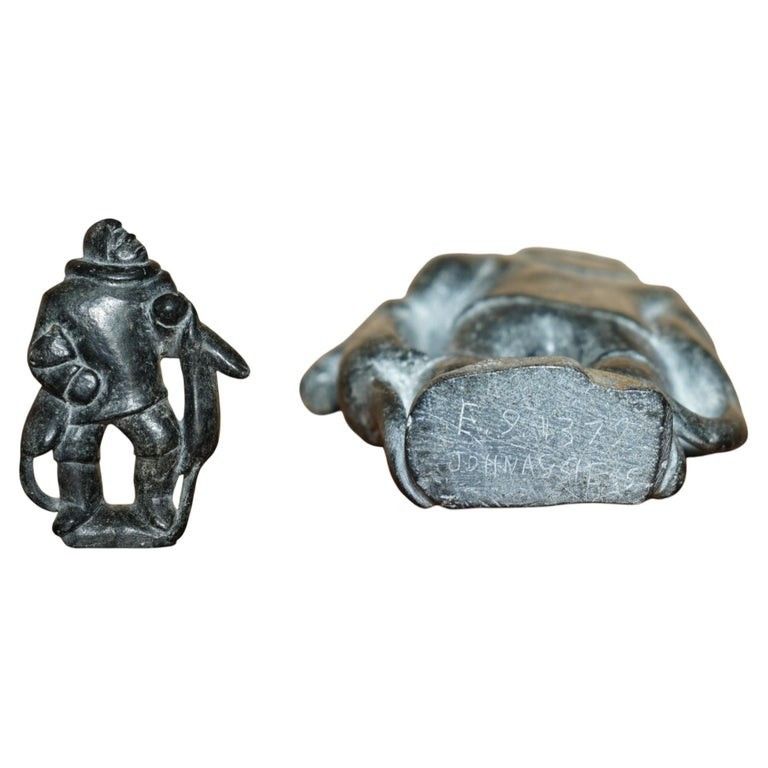 Fine Joanassie Smith Signed Serial Numbered Inuit Eskimo Hunter Soapstone Statue