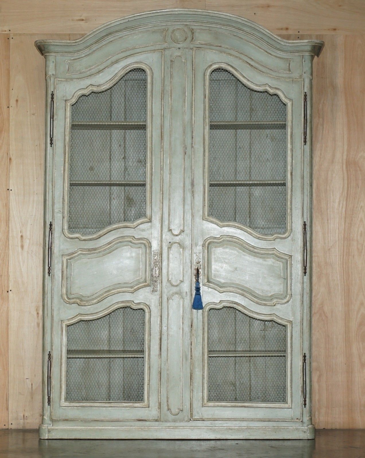 Large Antique 1820 Louis XV Painted Armoire Bibliotheque Housekeepers Cupboard photo furniture