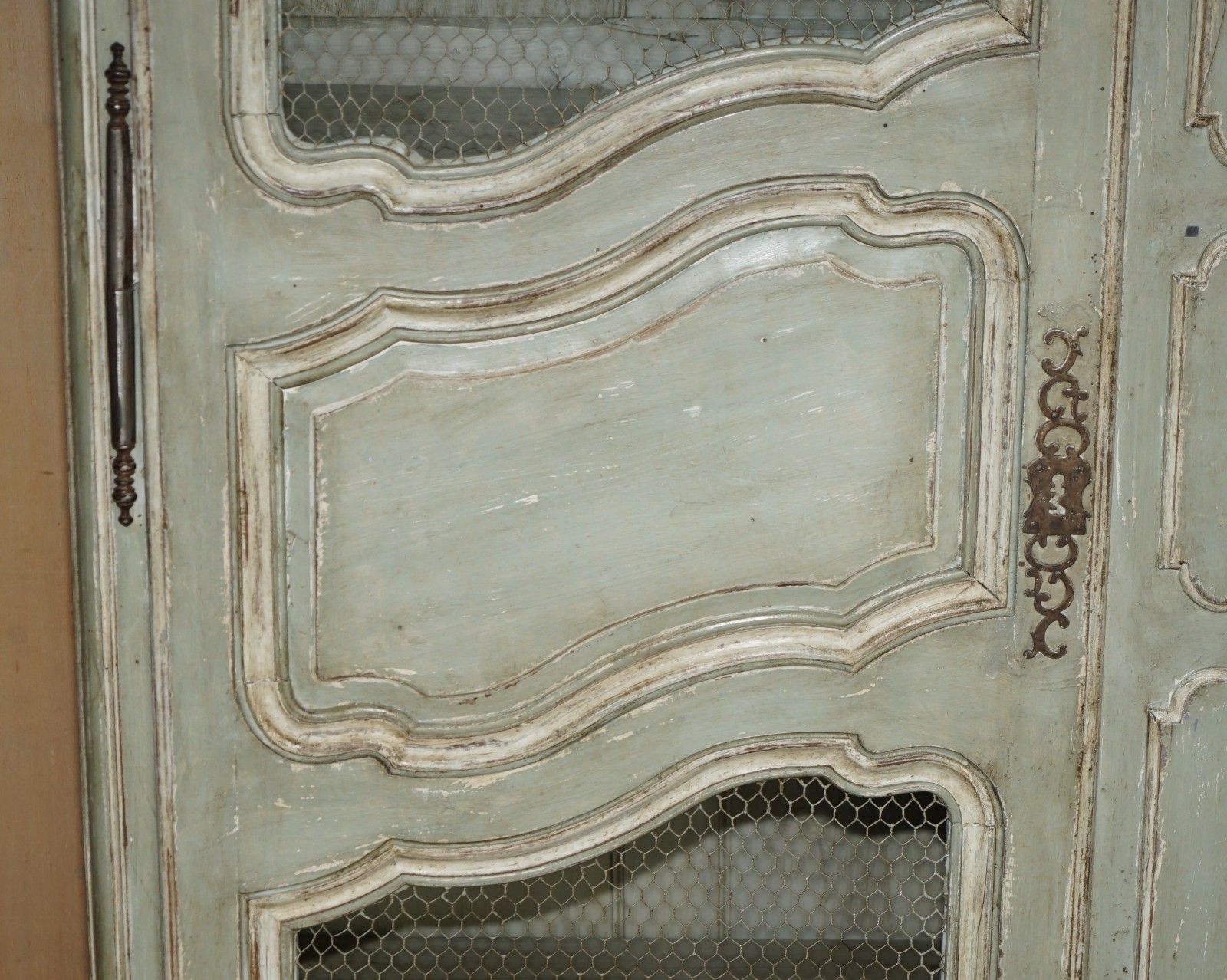 Large Antique 1820 Louis XV Painted Armoire Bibliotheque Housekeepers Cupboard photo vinterior