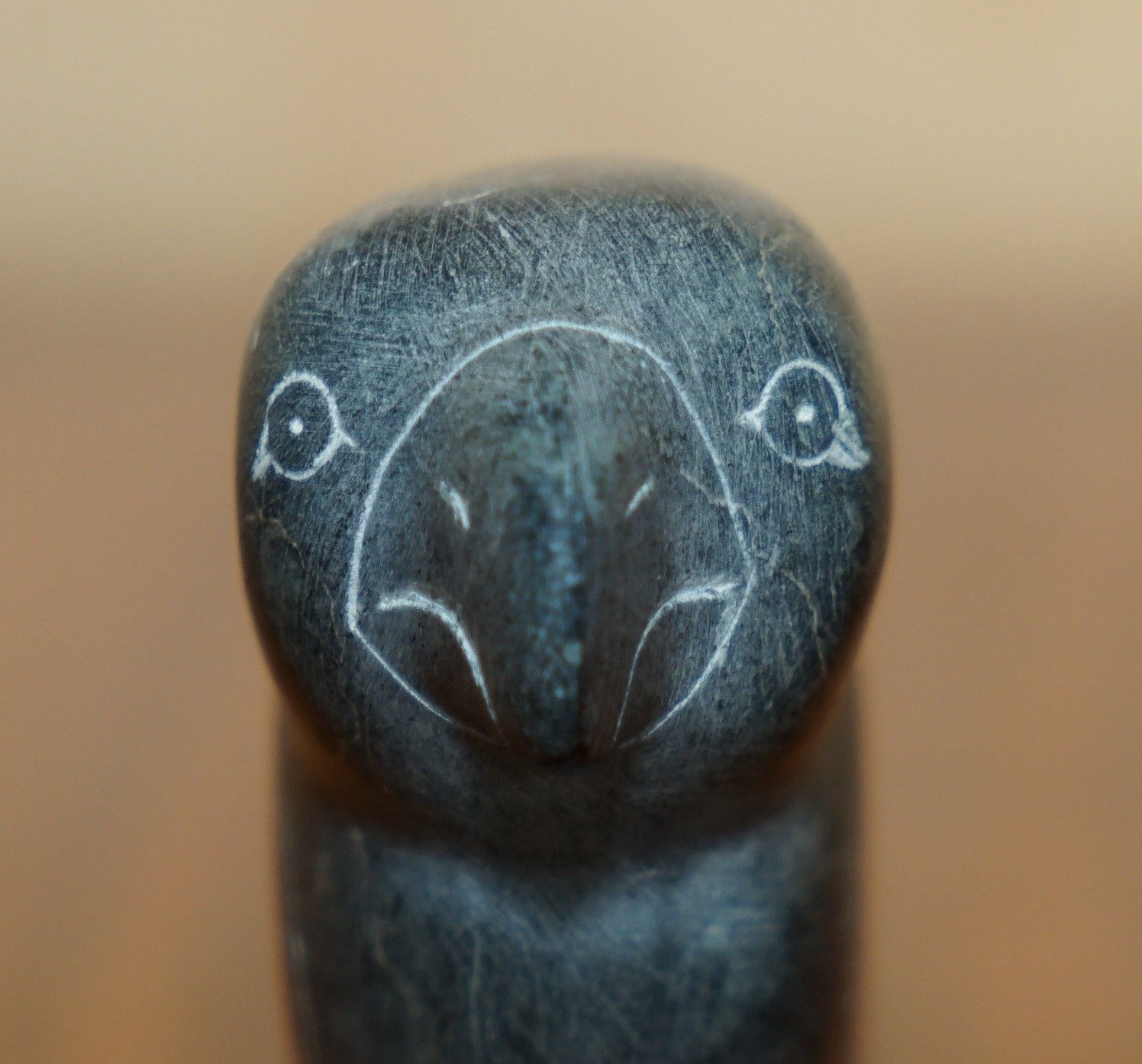 Original Signed With Serial Number Inuit Eskimo Soapstone Carving Parrot Statue photo for sale