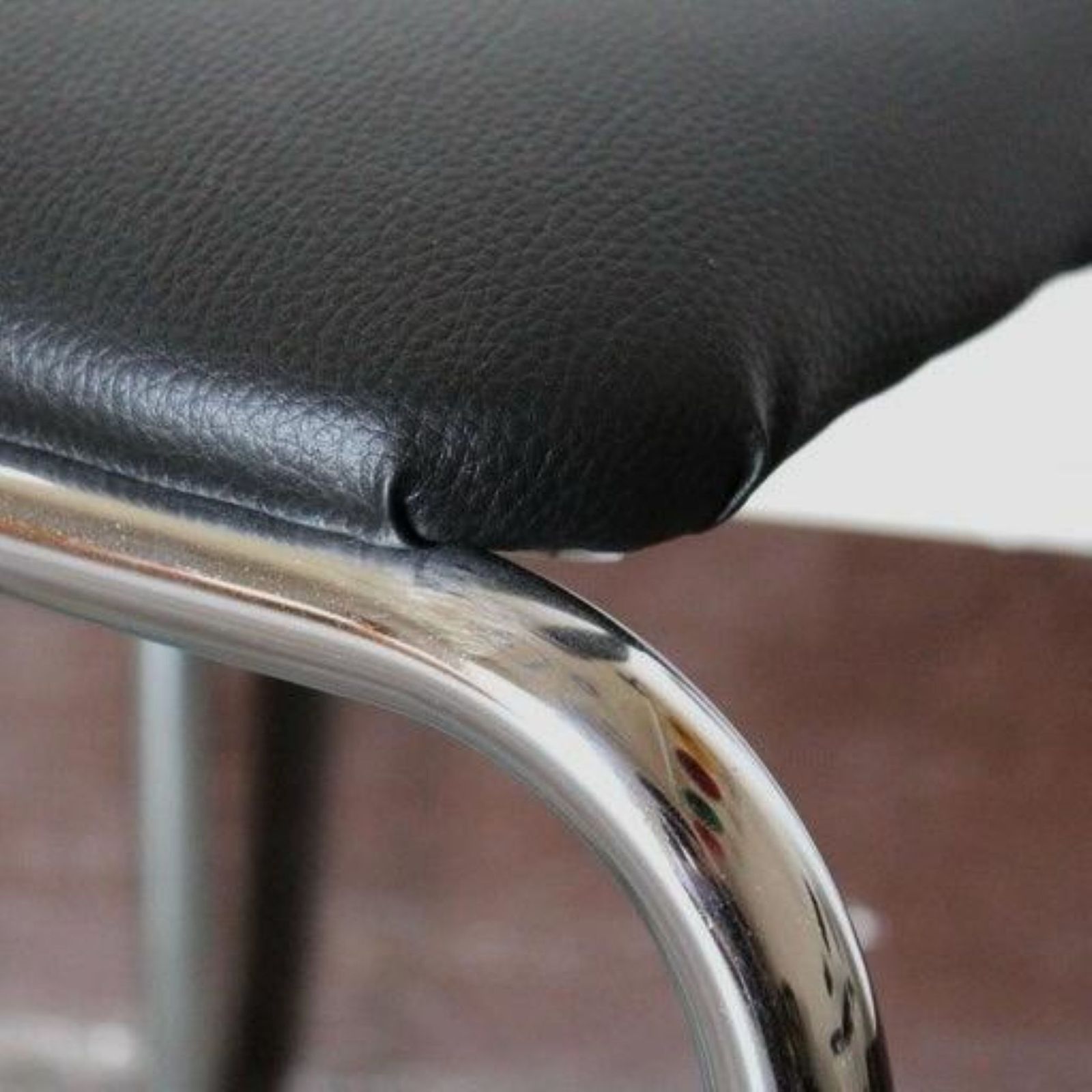 900.0 Set Of Four Vintage Chromed Dining Chairs, Faux Leather, Italy, 1970 photo
