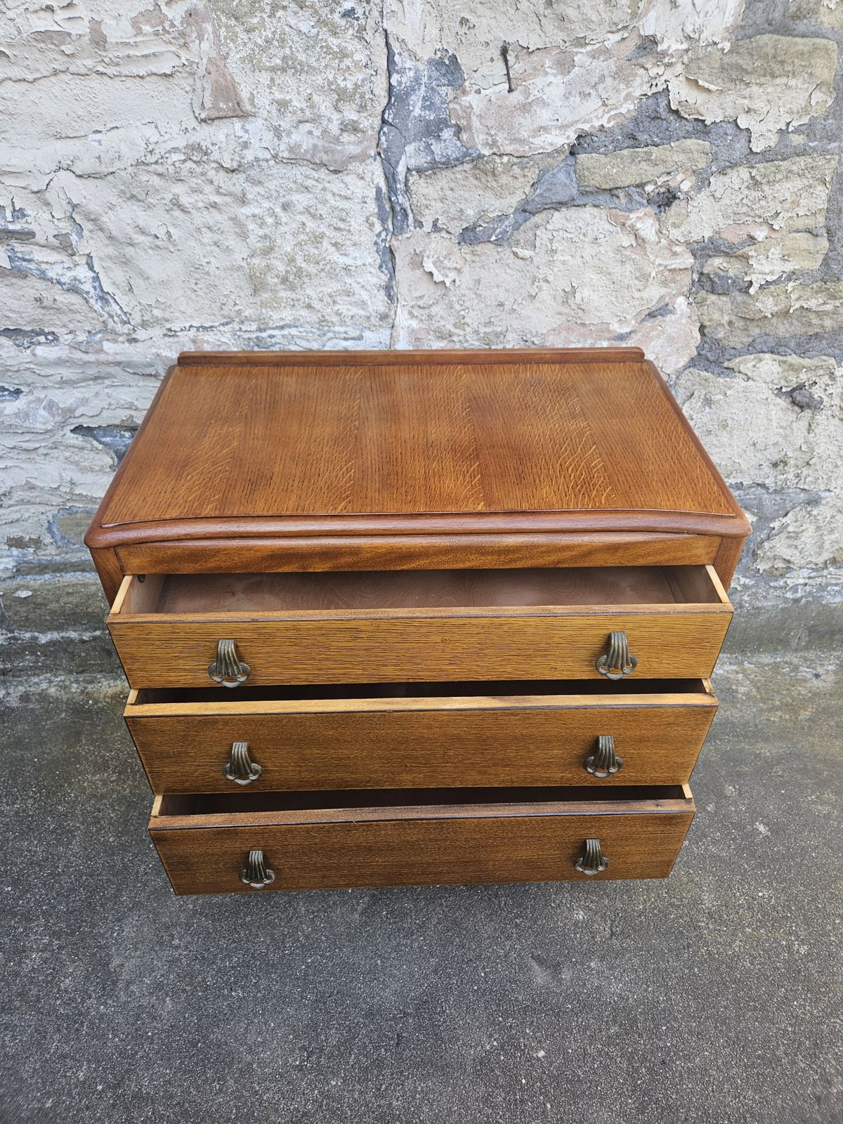 Furniture Vintage Lebus Chest Of Drawers Three Drawer Oak Cabinet Tallboy Super Proportions And Detailing photo
