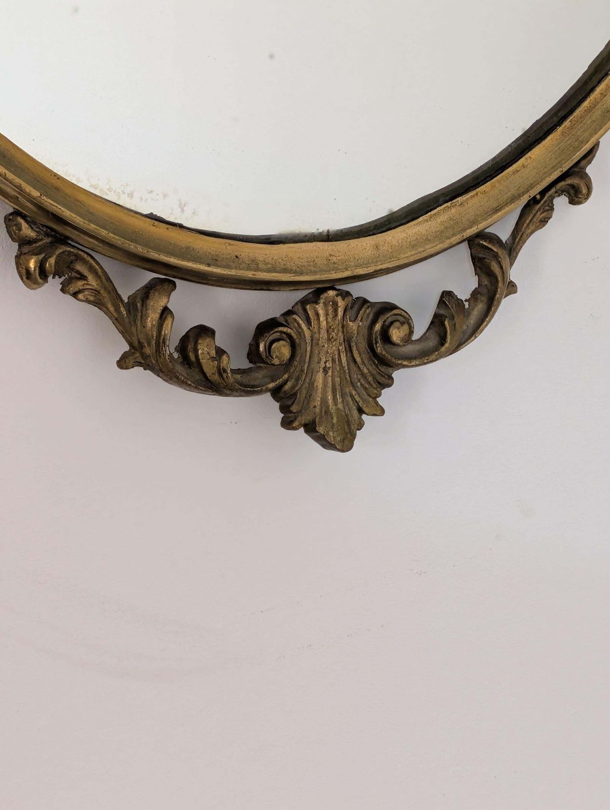 Mid Century Modern Italian Oval Bronze Cast Mirror Louis XV Baroque Style, 1950s photo Home Decor