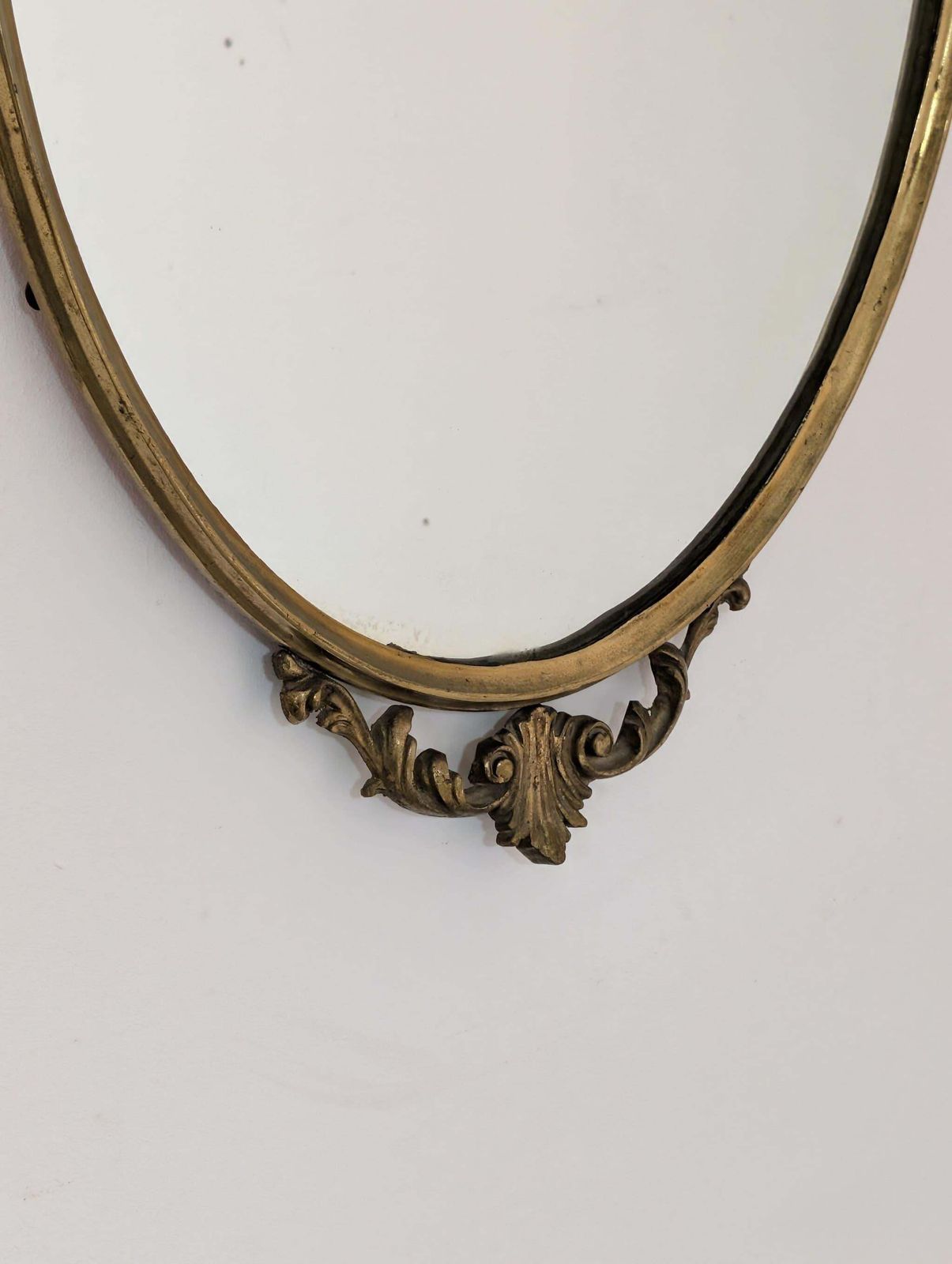 Mid Century Modern Italian Oval Bronze Cast Mirror Louis XV Baroque Style, 1950s photo 1404.0