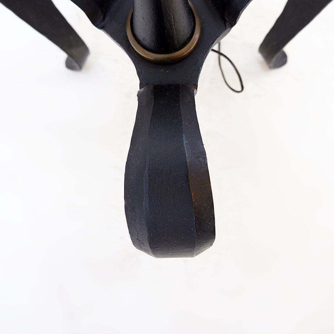 Tripod Floor Lamp In Wrought Iron And Brass With A Bamboo Style Stem photo 1262.0